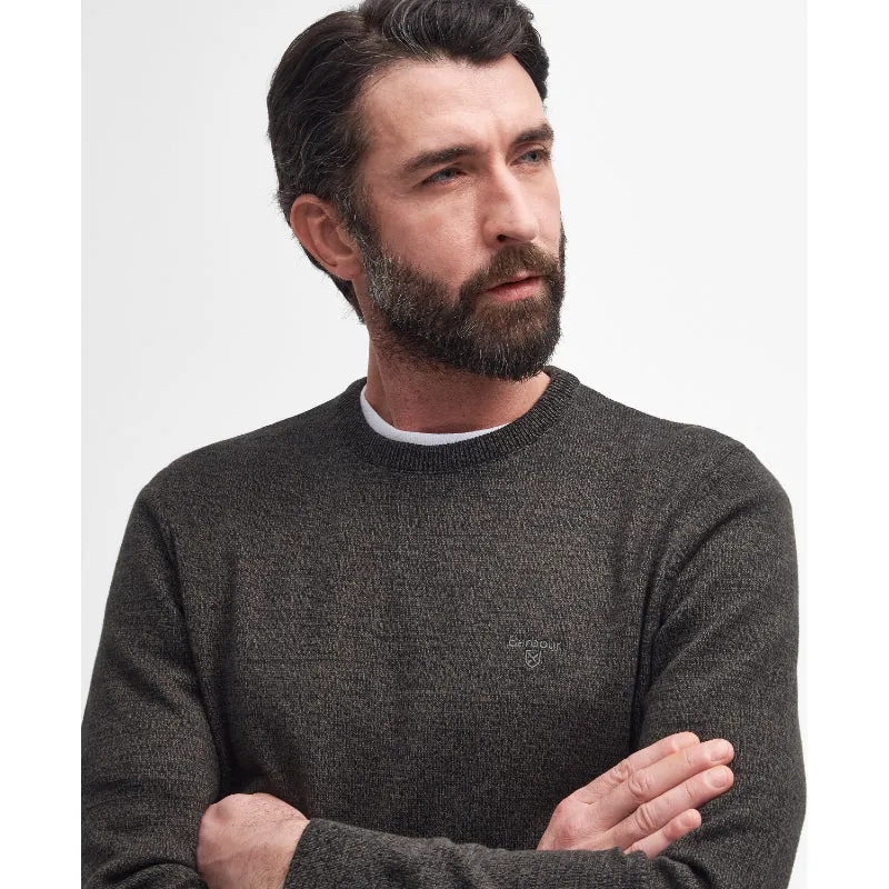 Barbour Firle Cotton Cashmere Mens Crew Neck Jumper - Olive Marl