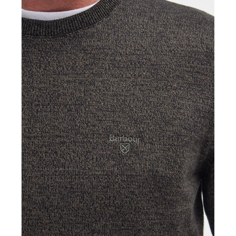 Barbour Firle Cotton Cashmere Mens Crew Neck Jumper - Olive Marl