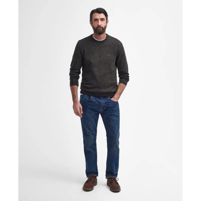 Barbour Firle Cotton Cashmere Mens Crew Neck Jumper - Olive Marl