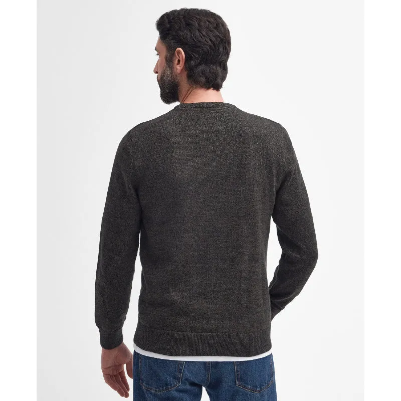 Barbour Firle Cotton Cashmere Mens Crew Neck Jumper - Olive Marl