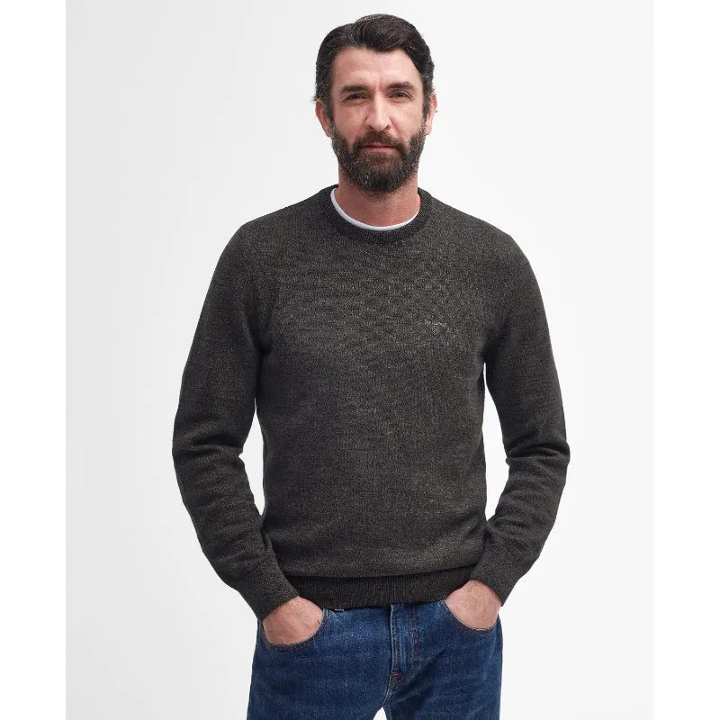 Barbour Firle Cotton Cashmere Mens Crew Neck Jumper - Olive Marl