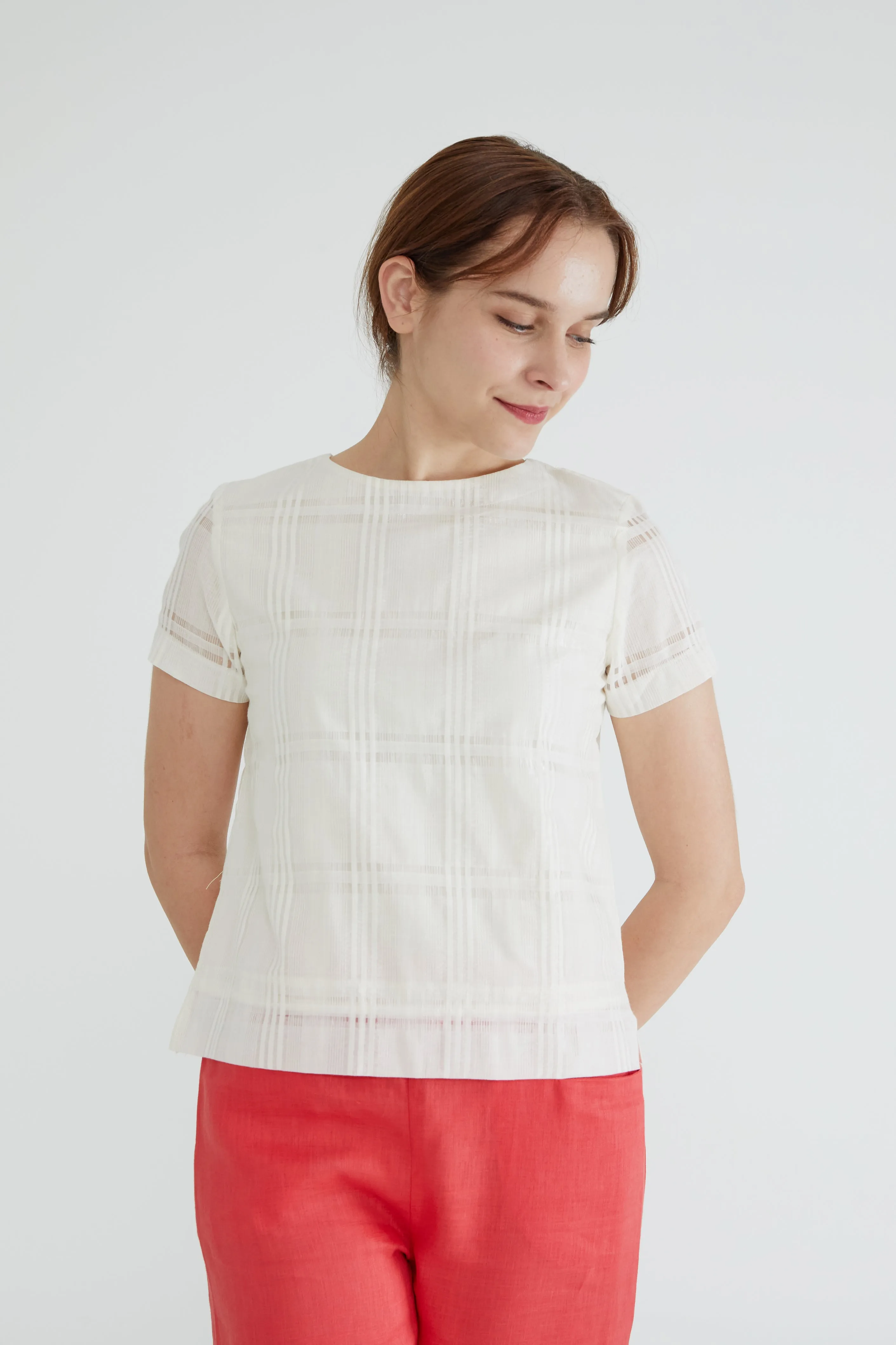 Creamy Checks Women Blouse