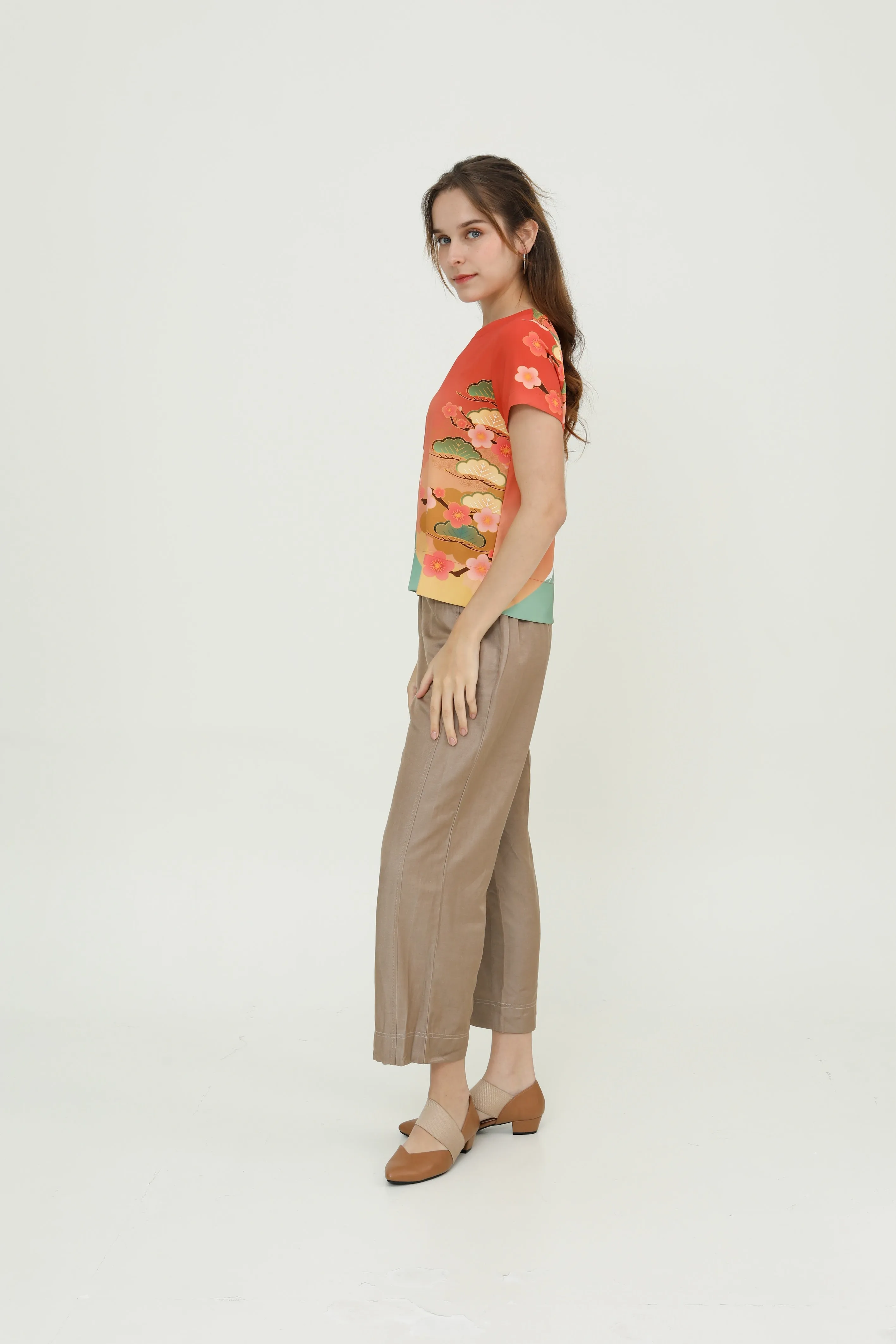 Crimson Crane Oriental Blouse