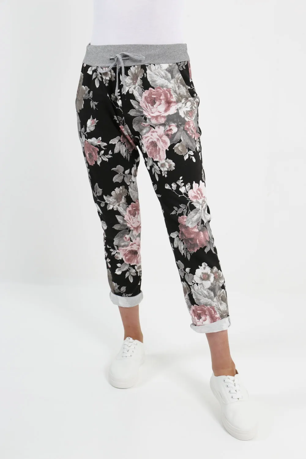 Italian Floral Printed Cotton Trousers