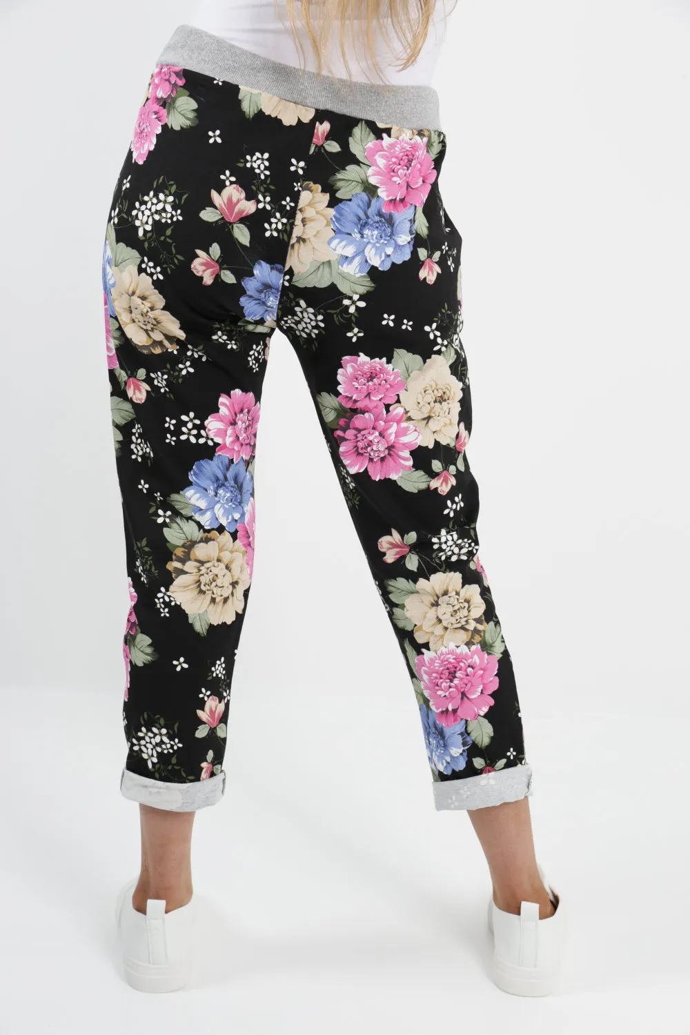 Italian Floral Printed Cotton Trousers