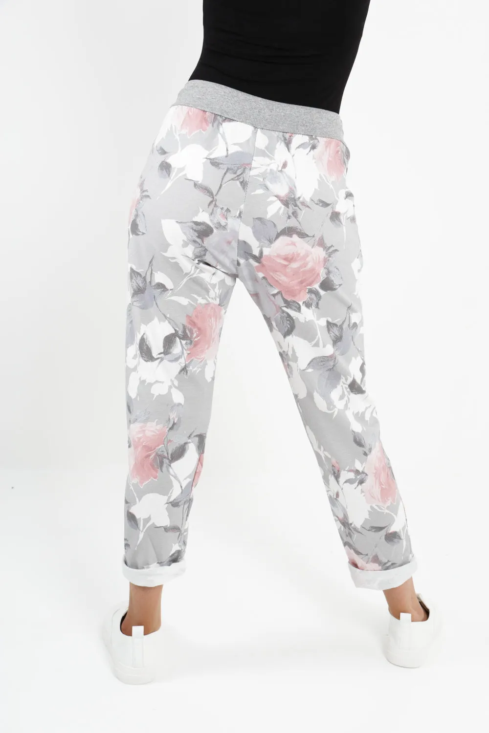 Italian Floral Printed Cotton Trousers