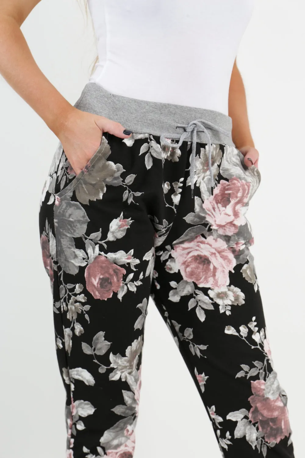 Italian Floral Printed Cotton Trousers