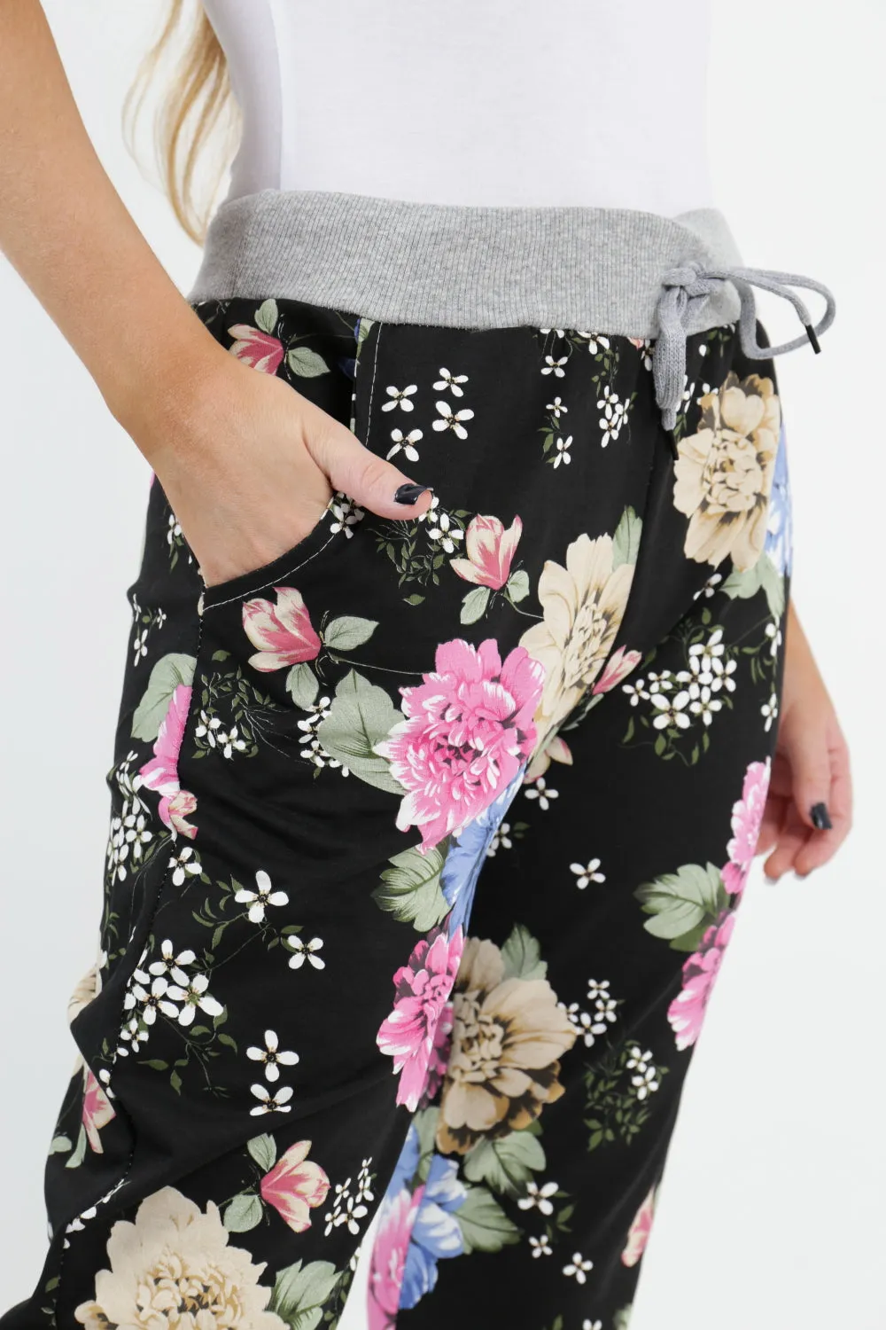 Italian Floral Printed Cotton Trousers