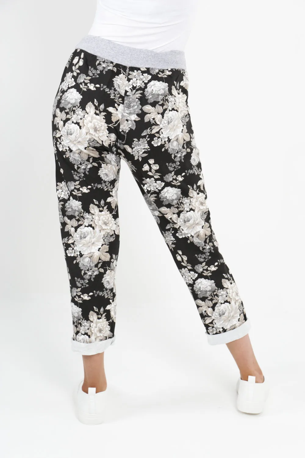 Italian Floral Printed Cotton Trousers