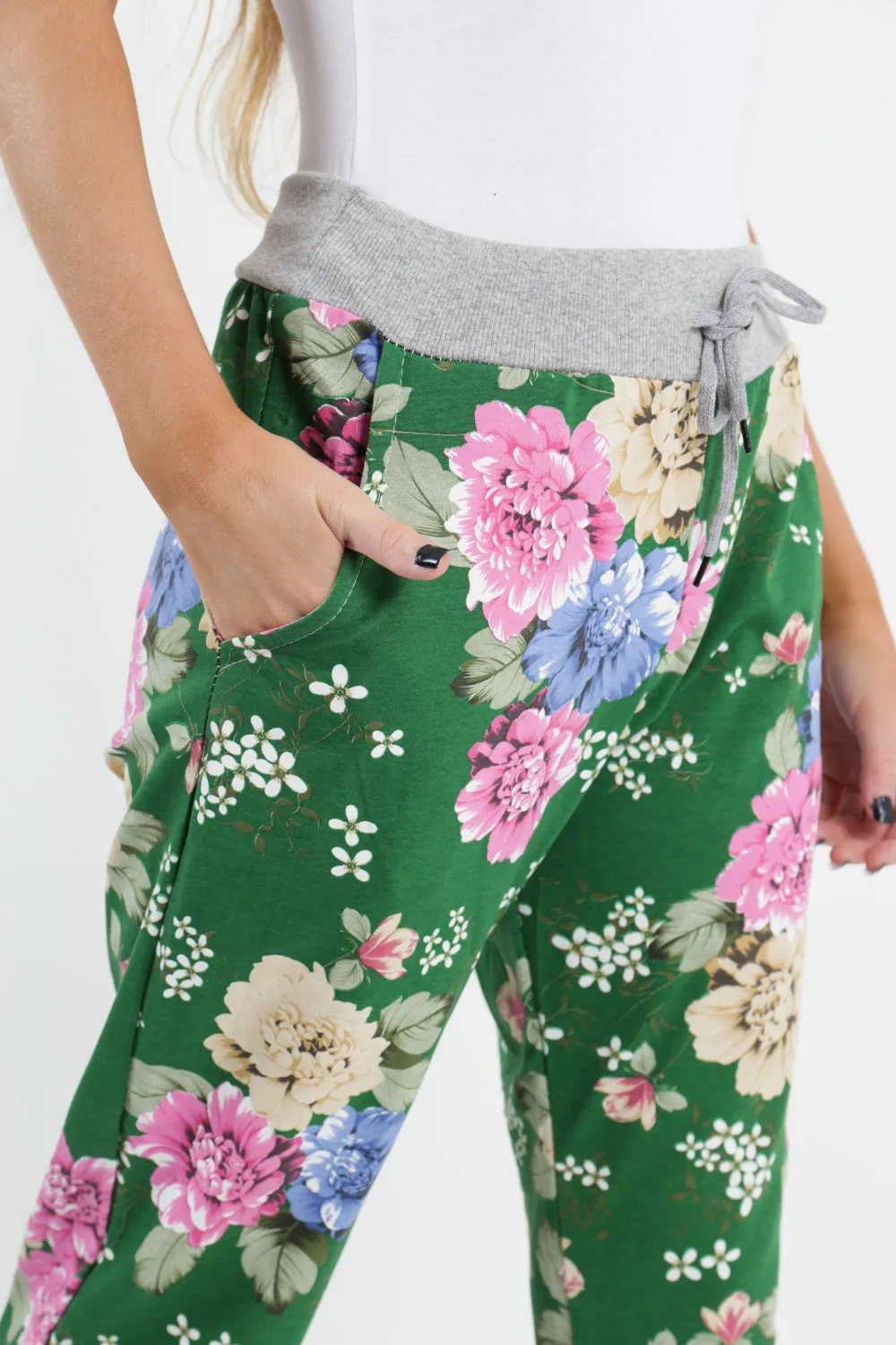 Italian Floral Printed Cotton Trousers