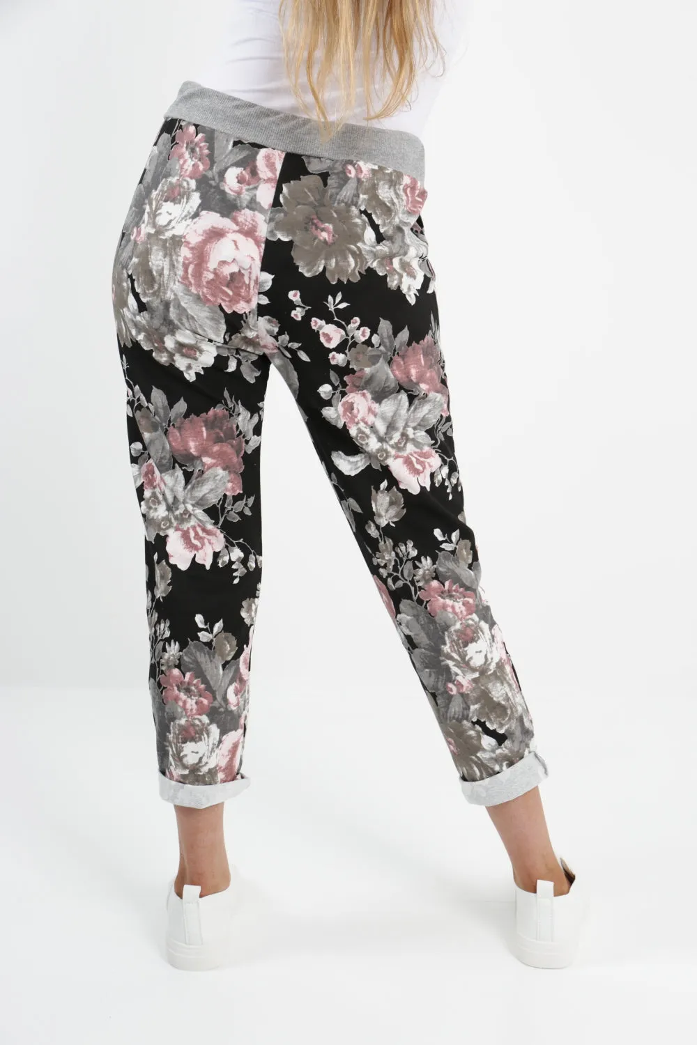 Italian Floral Printed Cotton Trousers