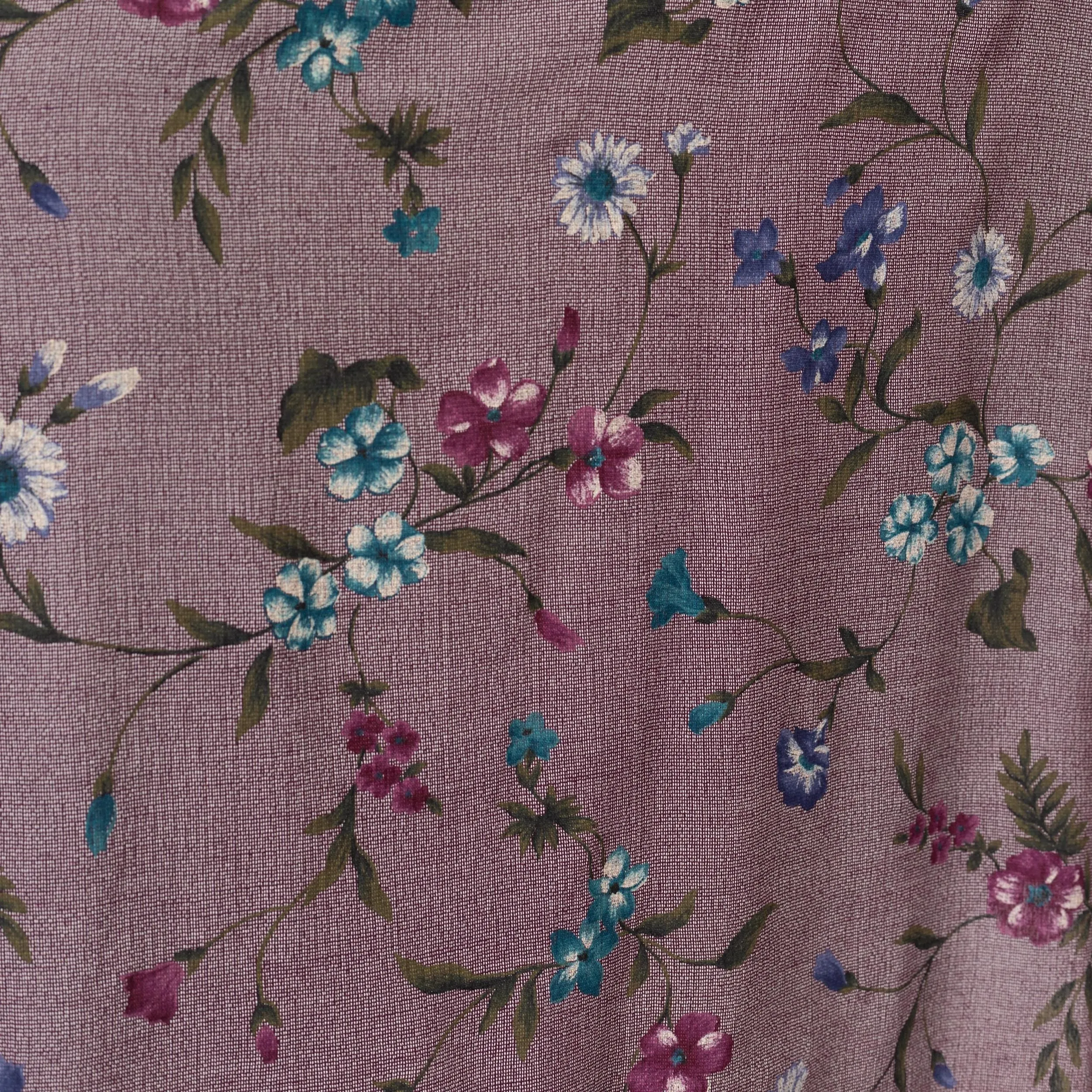 Large 90s Purple Painted Floral Maxi Skirt 33"