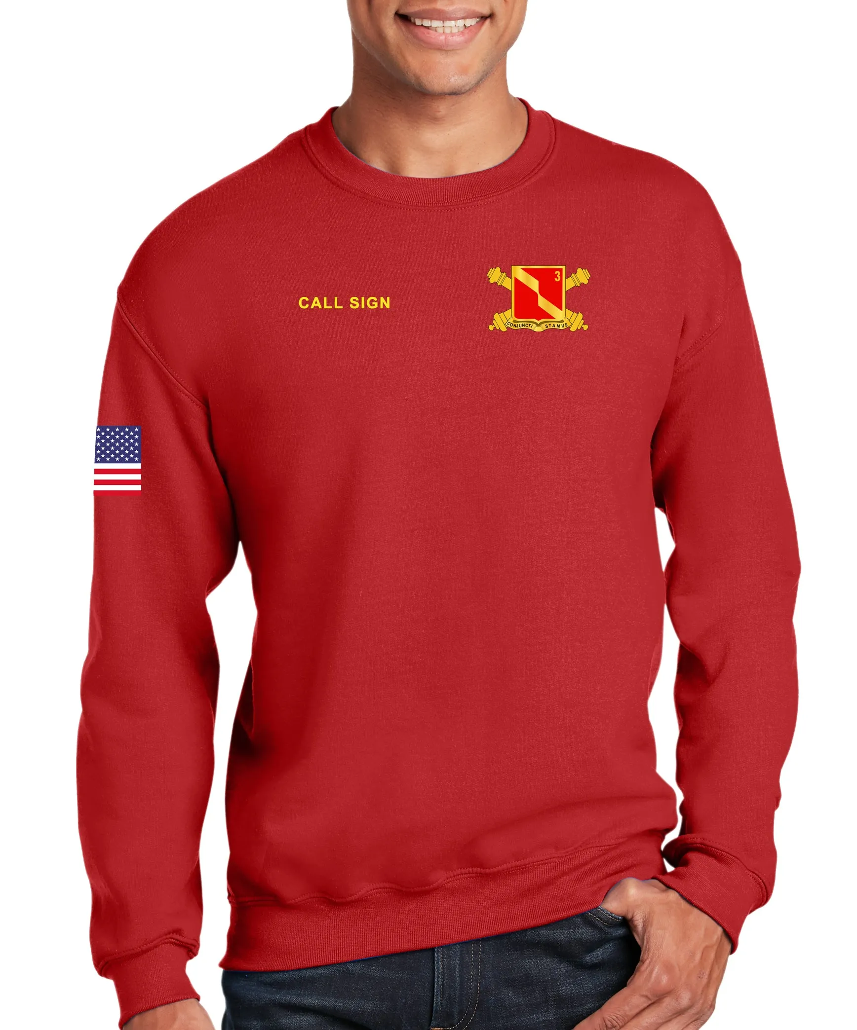 Red Crewneck Unisex Sweatshirt. This shirt IS approved for PT.