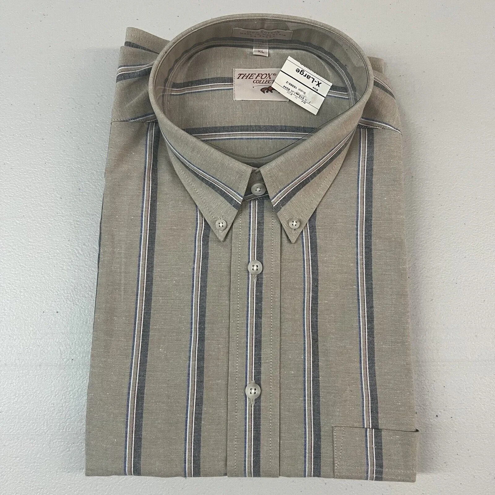 Vintage 80s The Fox Collection Plaid Button Long Sleeve Dress Shirt XL