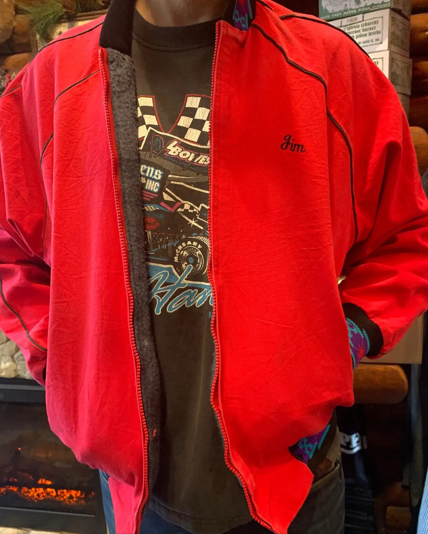 Vintage Rare Aztec Blanket Lined Walls Mountain Southwest Idaho Bomber Jacket, Lg. FREE POSTAGEe.