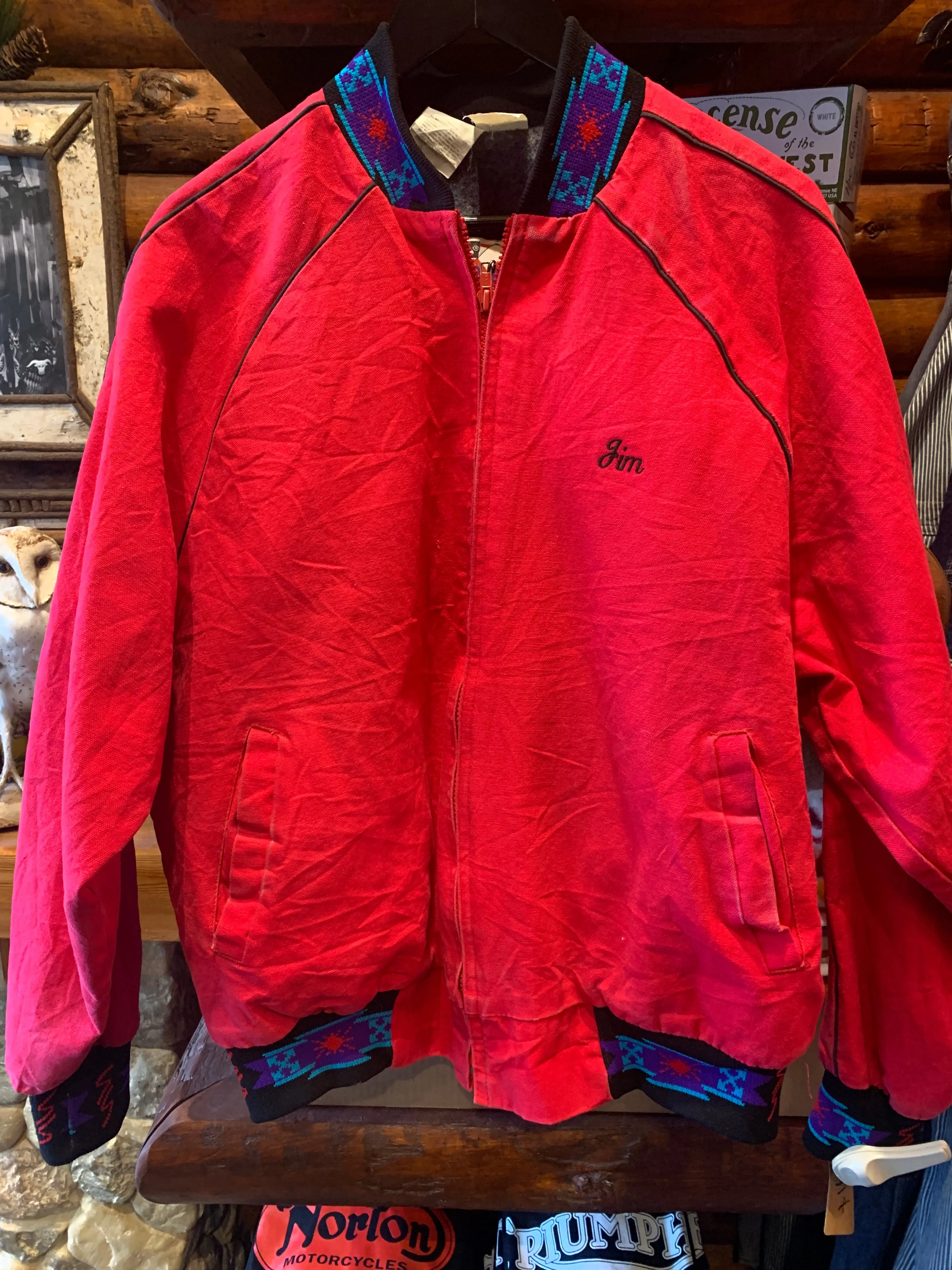 Vintage Rare Aztec Blanket Lined Walls Mountain Southwest Idaho Bomber Jacket, Lg. FREE POSTAGEe.